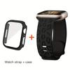 Glass+Case+Strap for Apple Watch Band 45mm 44mm 41mm 40mm Engraved Leopard belt for Apple IWatch Series 10 8 7 6 SE 5 46mm 42mm
