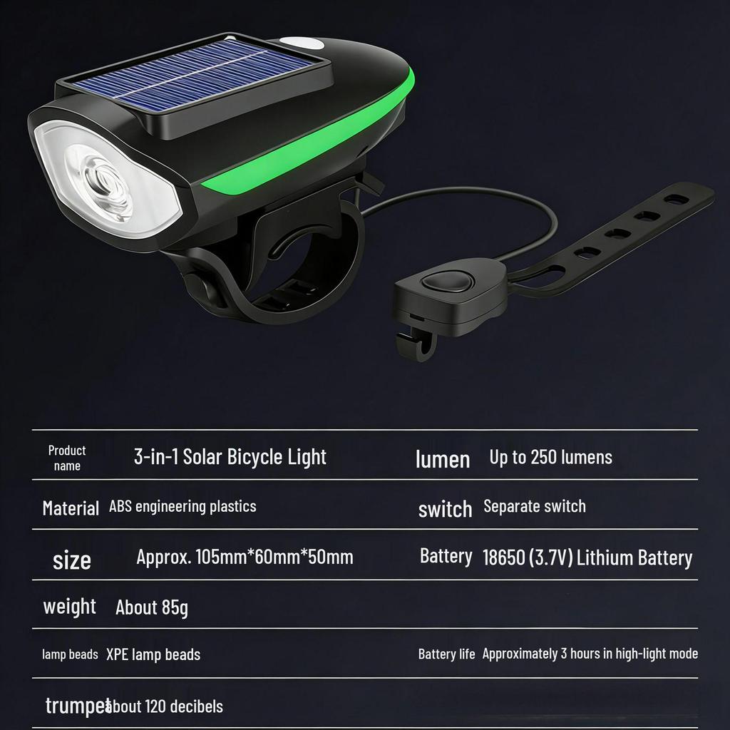 "USB Chargeable Bicycle Horn & Headlight for Night Riding - High-Brightness Warning Light for Mountain Bikes"