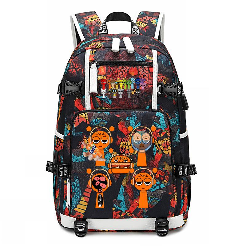 Sprunki Music Box Game School Bag Cute Cartoon Printing Trend College Style Large Capacity Backpack