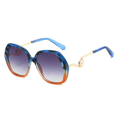 New Luxury Leopard Gradient Oval Women Sun Glasses Irregular Geometric Pattern Pearl Decoration Temple Design Men Glasses UV400