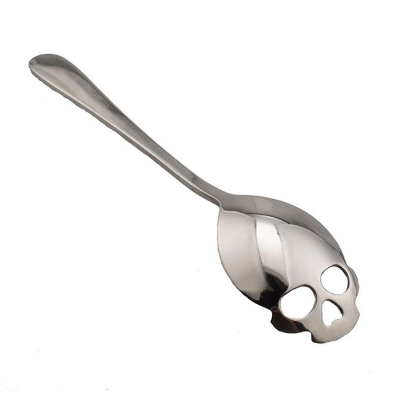 

Ложка-череп Кофейная форма Ложка для сахара Нержавеющая сталь Ложка для мороженого Десерт серебряный