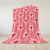 Raspberry Heart Grid Flannel Blanket Warm Soft Halloween Christmas Couch Warm Cozy Decorative Decor Gift for All Season