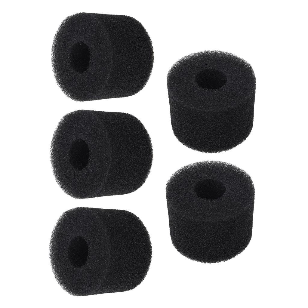 5PCS Pool Filter Sponge PU Sponge Black Reusable Washable Cylindrical Simming Pool Filter Foam for Pool Pump