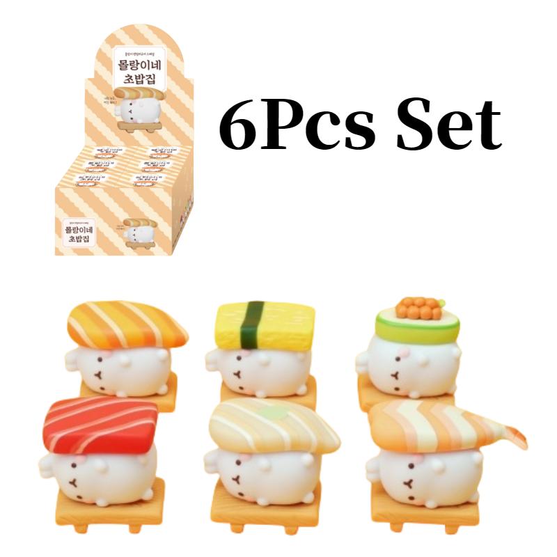 

6 шт. Мини-кукла из ПВХ Моланг Милый Кролик Суши Игрушка Украшение для дома Фигурка