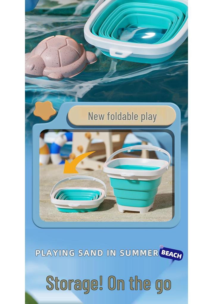 Kids' Beach Toy Set: Shelling Bucket, Folding Water Play Pail, Sand & Soil Digging Tools