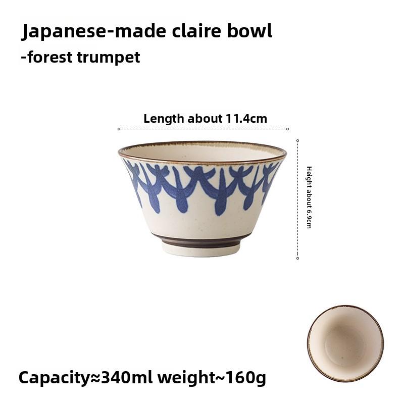 

Mino Ware Ceramic Ramen Bowl Retro Tableware Set High Foot Soup Bowl Underglaze Color