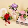 1PC Puff Permanent Rose Valentine's Day Knitted DIY Artificial Flower Gift Handmade Elegant Bouquet Romantic