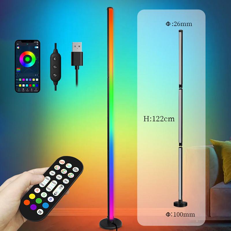 1/2pcs Intelligent Rgb Floor Lamp App Control Music Synchronized Corner Lighting Room Decoration Standing Lights