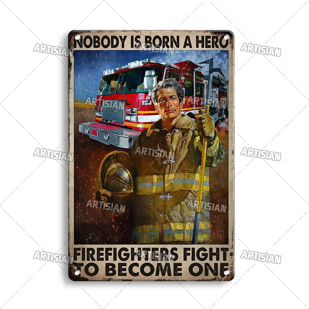 Artisian Firefighter Metal Sign Fireman Vintage Tin Plaque Retro Decorative Poster Wall Decor Garage Bar Pub Club Hotel Cafe