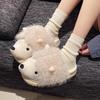 Cotton slippers women wear cartoon hedgehog home non-slip flat bottom autumn and winter warm plush slippers women cotton drag