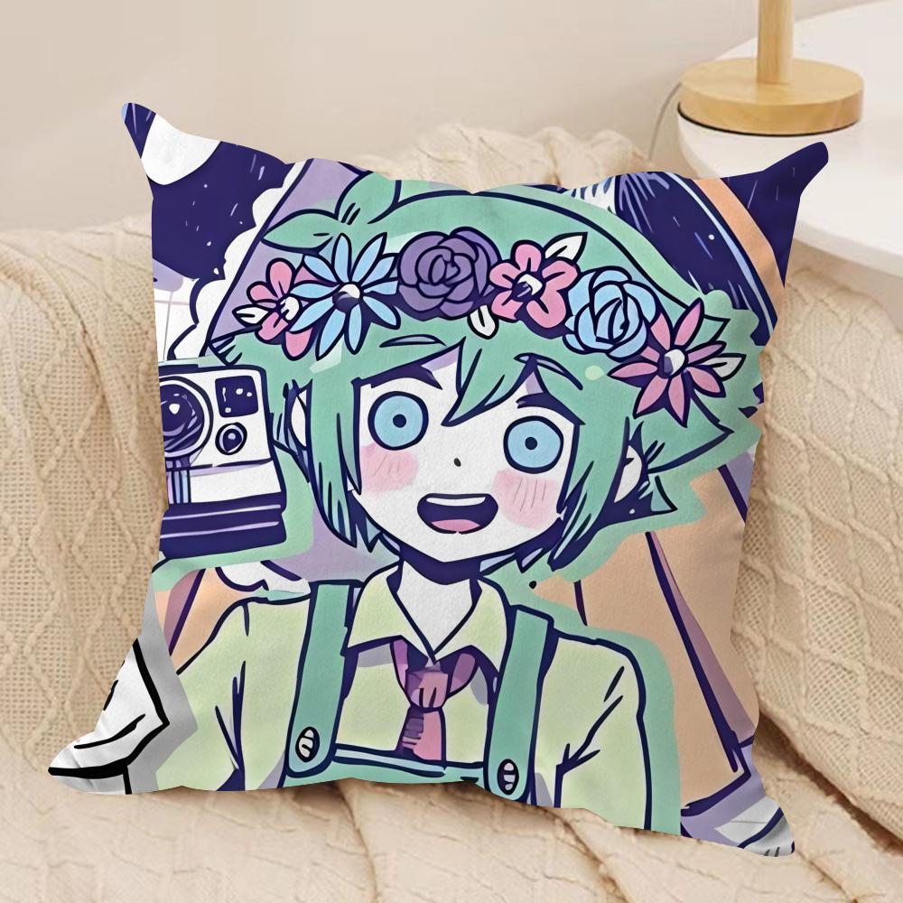 O-Omori Aubrey Basil Cute Cushion Cover Silky Short Plush Invisible Zipper Dustproof Sofa Pillow Case For Home Decor