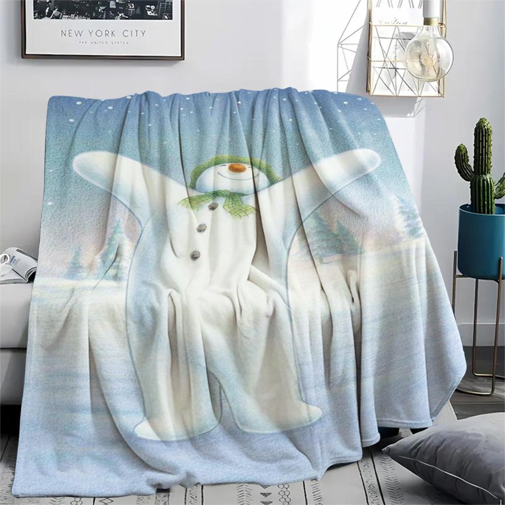 1 Stück Schneemann-Print Flanelldecke, Hohe Qualität, Bequem für alle Jahreszeiten, Heimdekoration, Wärme und Komfort, Perfekt für Weihnachtsgeschenke211