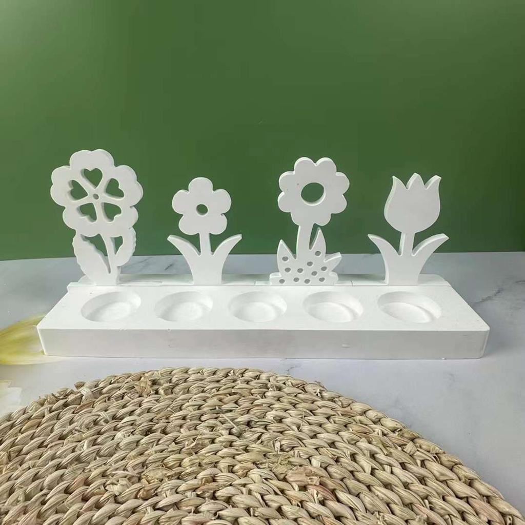 Flower Candlestick Molds with Base for Making Candle Holder Candlestick Tealight Holder Room Decorations DIY Craft