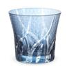 Nostalgia Kiriko Glass Ranbori Komon Ink Blue with Bottom Bishou Current Model J-kitchens Cup, 94xH85mm, 240cc, (Small Pattern) Engraving, (Artisan)