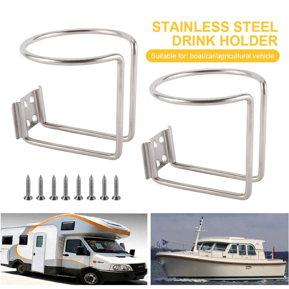 Car Water Cup Support 2Pcs Car Yacht Ring Cup Holder Stainless Steel Beverage Bottle Bracket Water Cup Stand for SUV RV Yacht