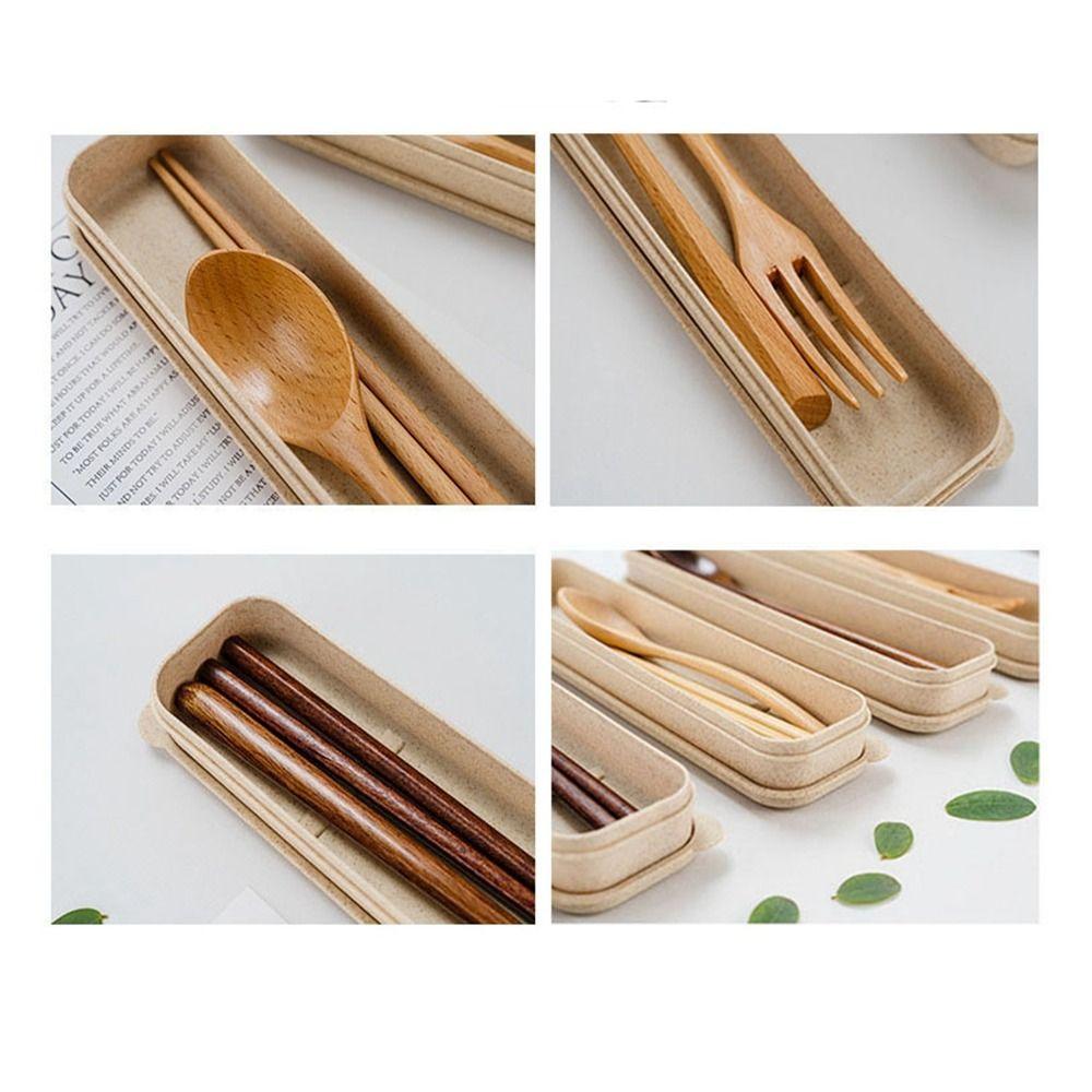with Box Wooden Fork Chopsticks Handmade Rice Soups Spoon Kitchen Spoon Fork  Kitchen Accessories
