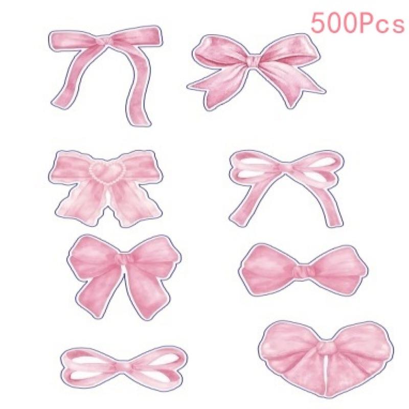 500 ark Tegneserie Sløyfe Klistremerker Rosa Sløyfe Forseglingsklistremerker Kreative DIY Dekorasjonsklistremerker Barn Belønningsetikett Gaver