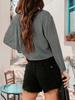 Women's Drop Shoulder Long Sleeve Crop Top Crew Neck Loose Casual Tee