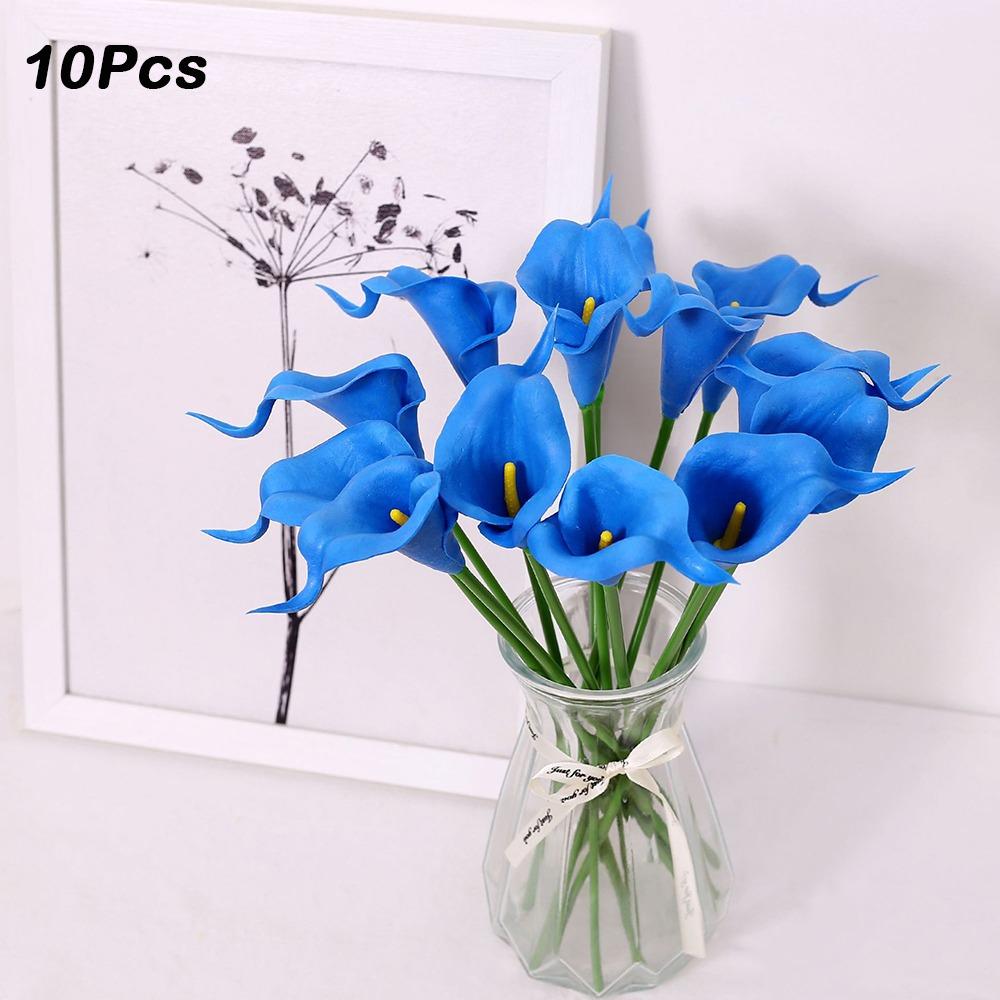 10Pcs Lifelike Artificial Calla Lily Bouquet Decorative Artificial Flowers Real Touch Calla Lily Durable Fake Calla Lily