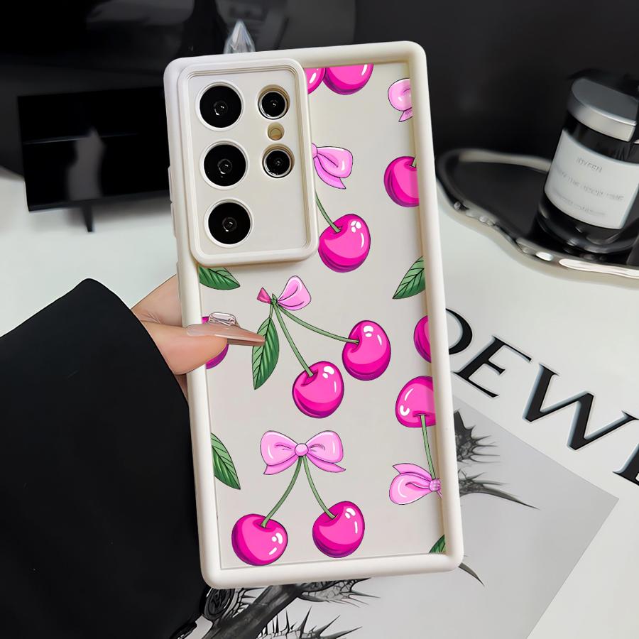 Cartoon Purple Cherry Phone Cover Case for Samsung Galaxy S26 Ultra S21 S20FE S24Ultra S25 S25 Edge S23 FE S24 Plus S22