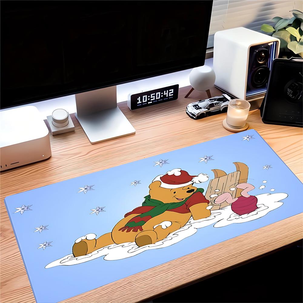 Winter Winnie Pooh Adventure Large Gaming Mouse Pad Nonslip Rubber Base Waterproof Desk Mat For Office Pc Laptop