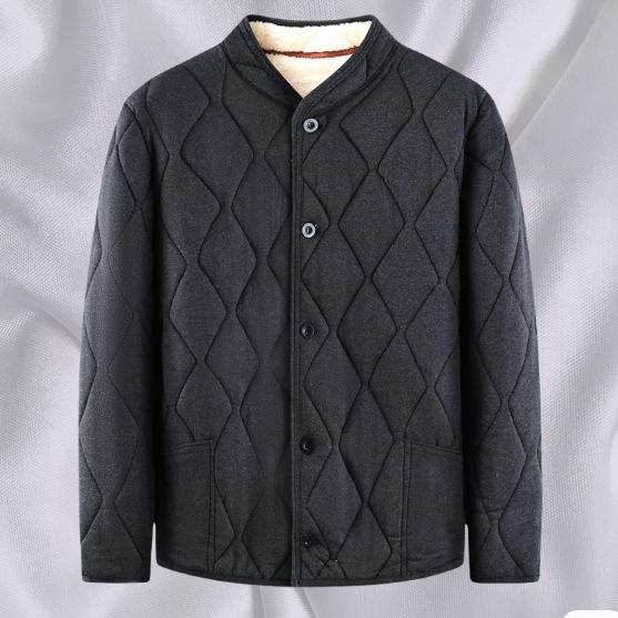 Men's Lamb Wool Coat Set: Thick Cotton-Padded Winter Jacket for Middle-Aged and Elderly, Plus Size Available