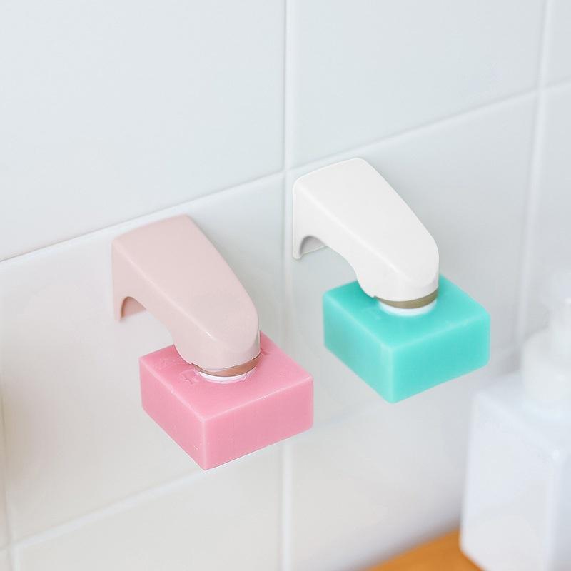 Magnetic Soap Dispenser No Punching Draining Soap Box, Suction Cup Home Creative Bathroom Wall Mounted Soap Holder