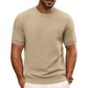Men's Summer T-shirt Knitted European And American Retro Style Round Neck Long Sleeved Shirt