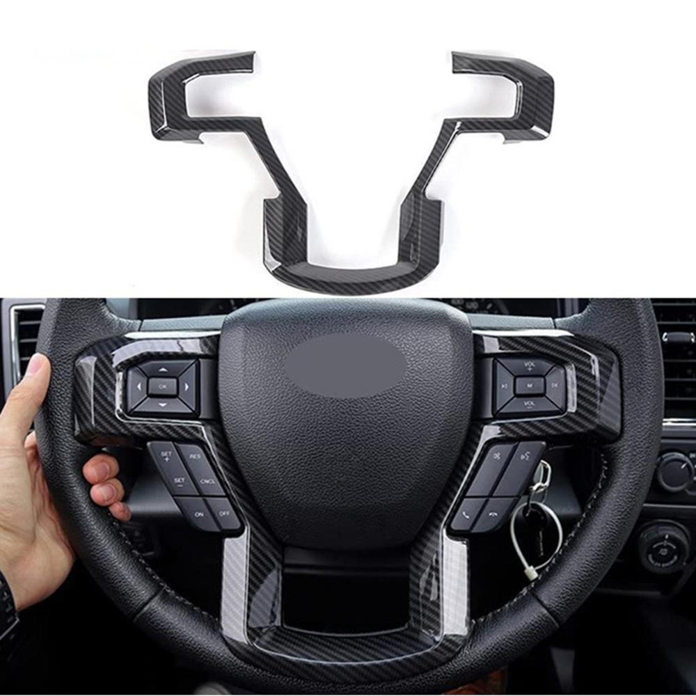 ABS Carbon Fiber Look Steering Wheel Cover Trim For 17-20 Ford F-150 F-250 F-350