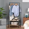 Clothes Rail, Freestanding Metal Clothes Rack with 2 Tier Storage Shelves for Bedroom and Entryway, 64 X 42.5 X 149 Cm, Black Frame