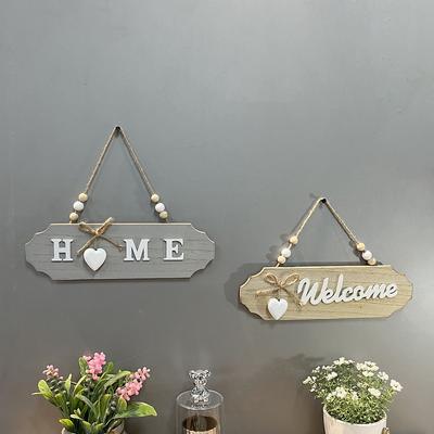 1 Pieza Cartel de Madera para Puerta Bienvenido Colgar Bienvenida a los Invitados Delante de la Puerta Decoración del Hogar Cartel Lazo Colgante Creativo