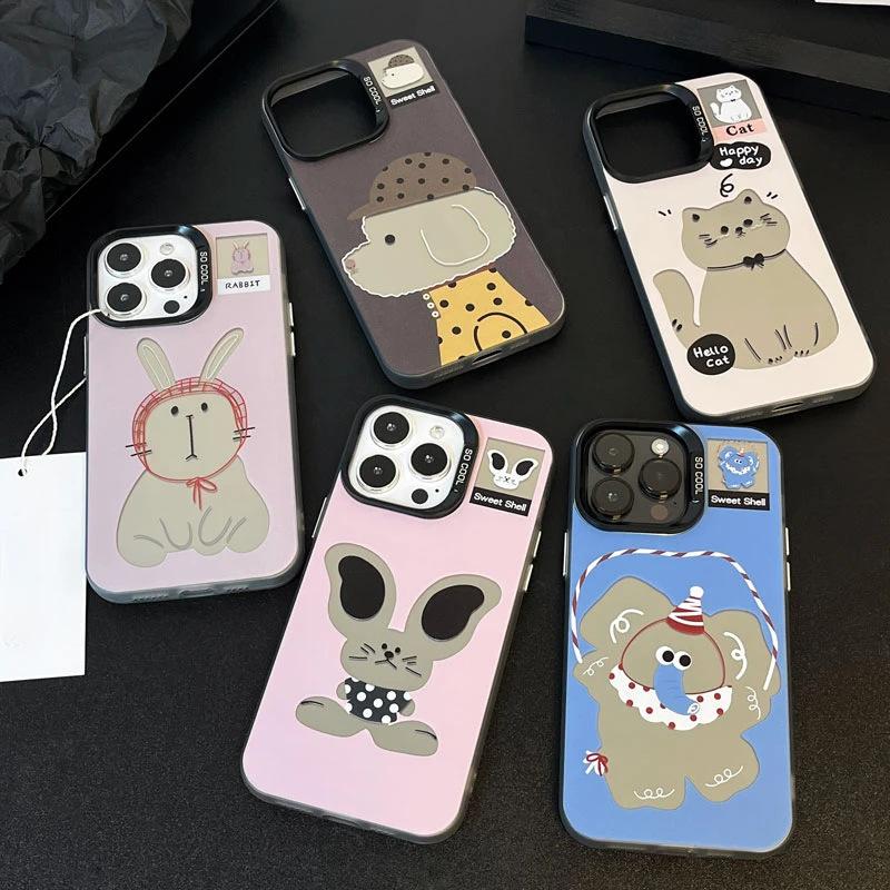 Trendy brand cool animals for iPhone17 mobile phone case 15/16pro colored silver IMD14 personality 12 men 13 women x