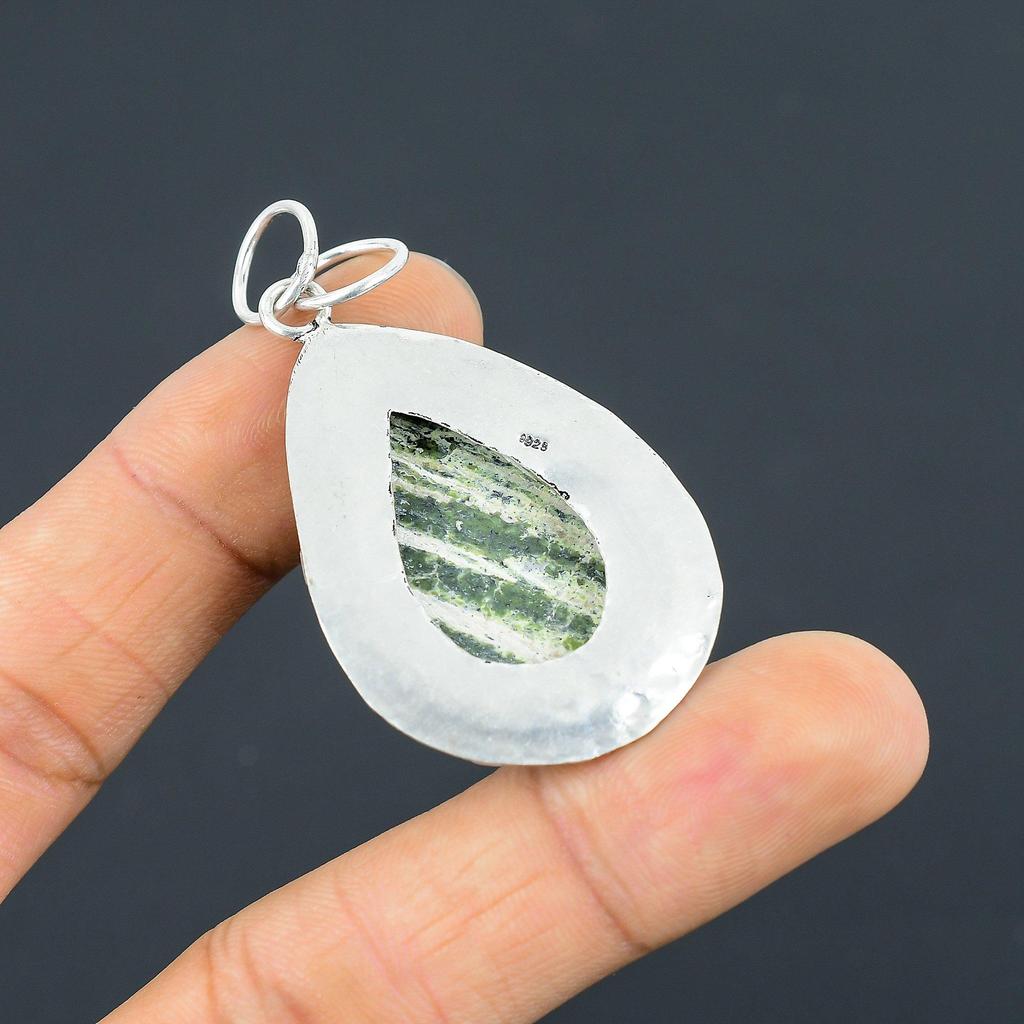 Womens day Sale Green Swiss Opal Gemstone 925 Sterling Silver Engagement Pendant