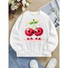 Kids Fashionable Crewneck Sweatshirt, Cute Dancing Cherry Duo Print,Casual Sportswear for Spring & Autumn