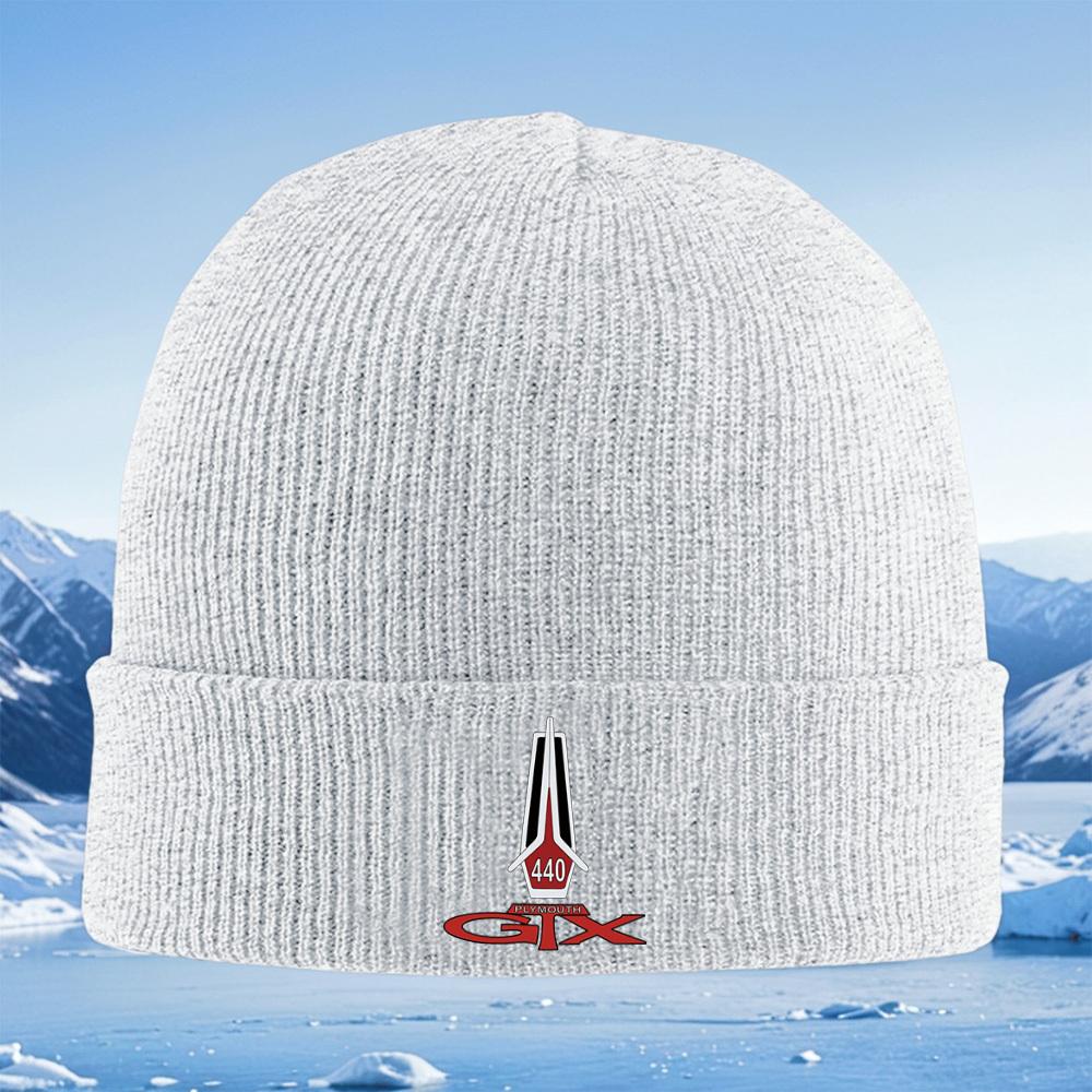 Plymouth GTX badge logo symbol number Men Women Unisex Knitted Hat Beanie Pullover Cap Winter Thermal Warm Christmas Outdoor Cyc