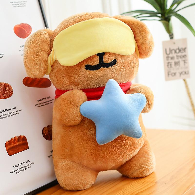 Line Art Dog Plush Toy With Starry Night Design For Couples And Gift Giving