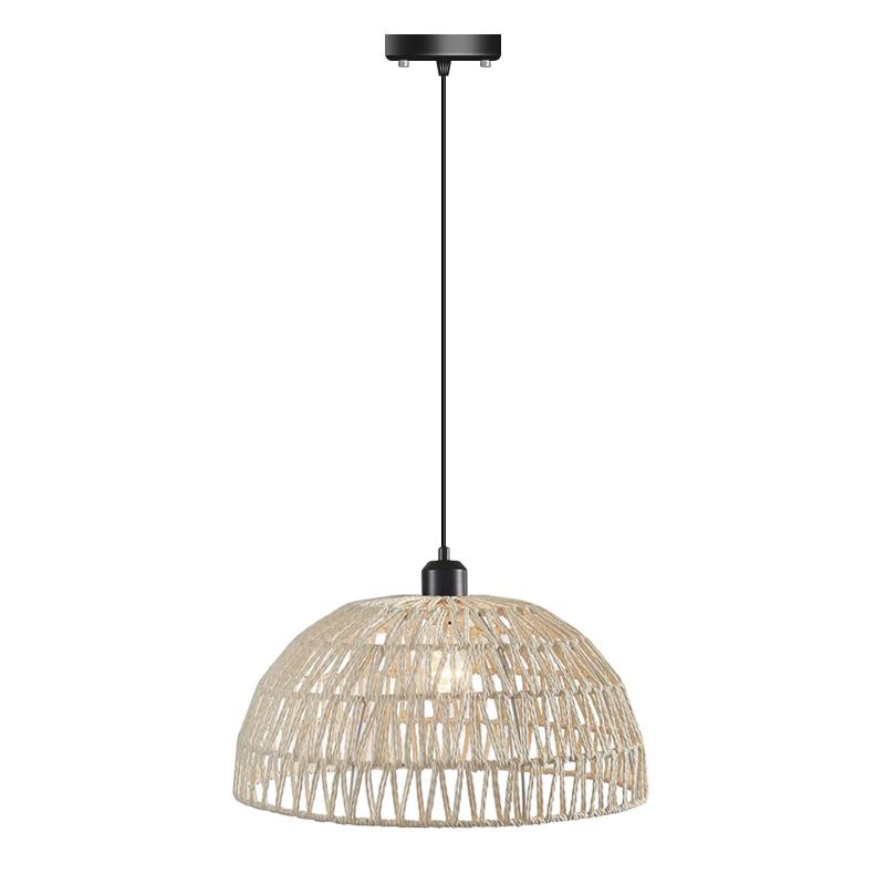 Handwoven Rattan Chandelier Bohemian Globe Pendant Light for Living Room Bedroom Porch Nordic Woven LED Lighting