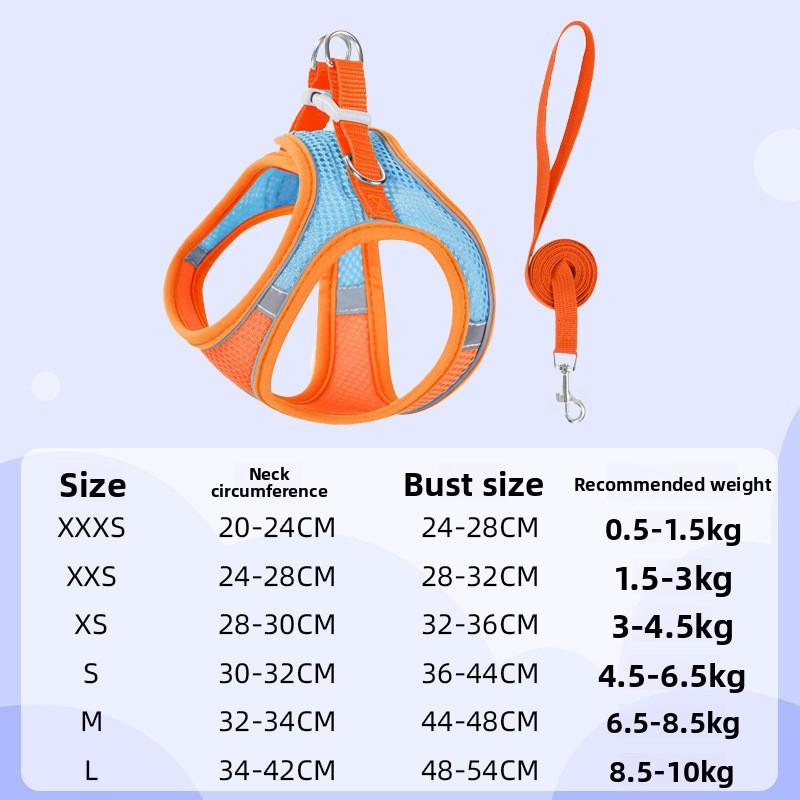 Hundeleine, Haustierbedarf für Brust und Rücken, Westenartiger Haustierbrust- und Rückenriemen, Reflektierende und atmungsaktive Katzenleine