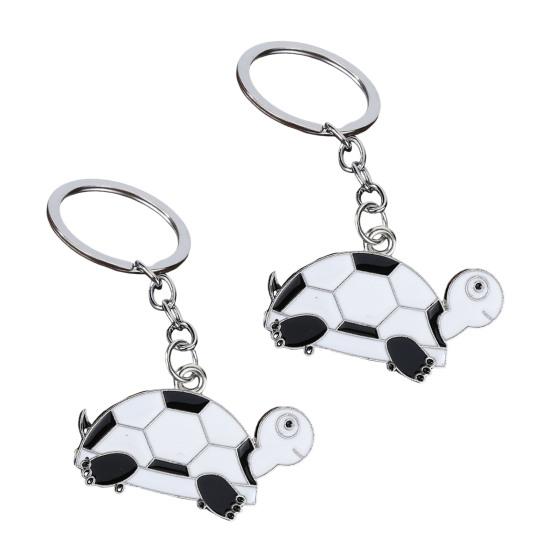 2Pcs Keychain Pendant Metal Chain Design Cartoon Key Ring with Turtle Shape Enamel