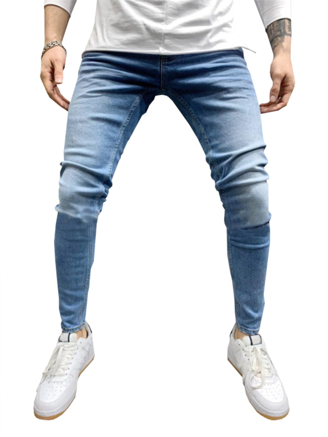 Petit de Français Мужские джинсы-джоггеры из денима, состаренные джинсы, джинсы райдера, мотоциклетные джинсы, D-46 (Л, Синий)