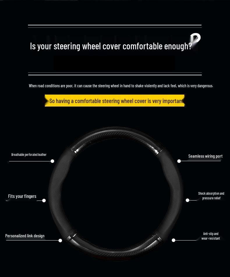 2023 Jiangling Fushun Leather Steering Wheel Cover, Business Style, All-Season, Non-slip, Universal Fit