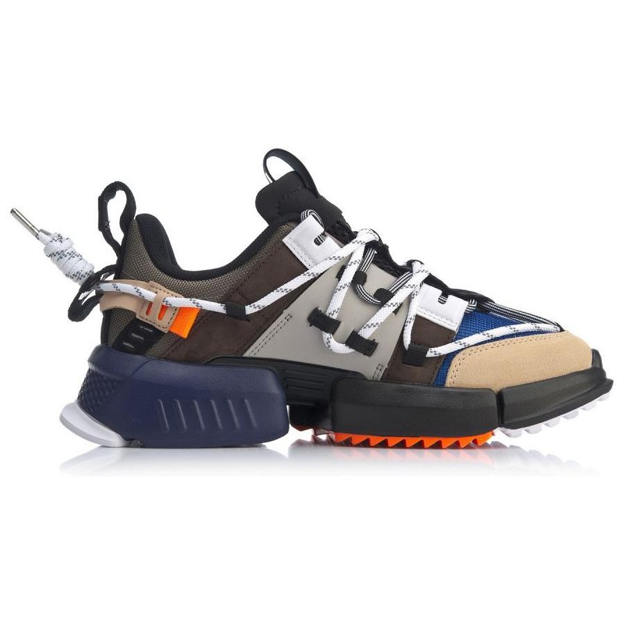 Li Ning Pangu Comfortable Casual Wear Durable Breathable Low-Top Dad Shoes Men sneaker Black Brown AGLP075-5