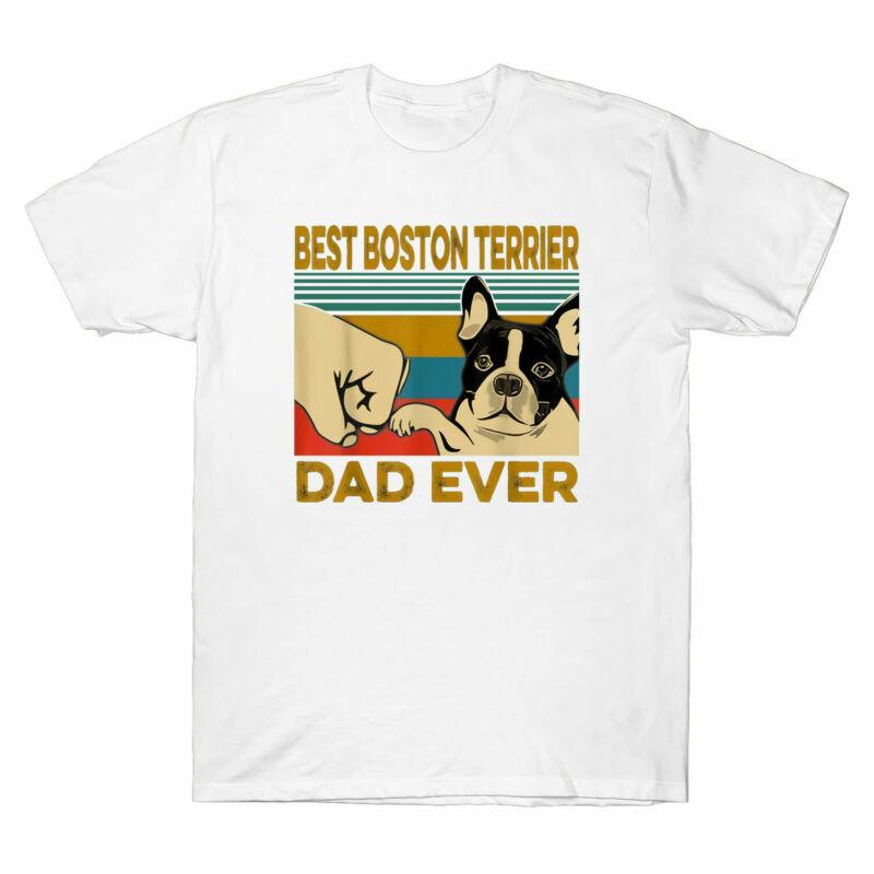 Unisexs Tshirt Ever Boston Dad Terrier Best Retro Vintage Lover Dog Funny Top Tee