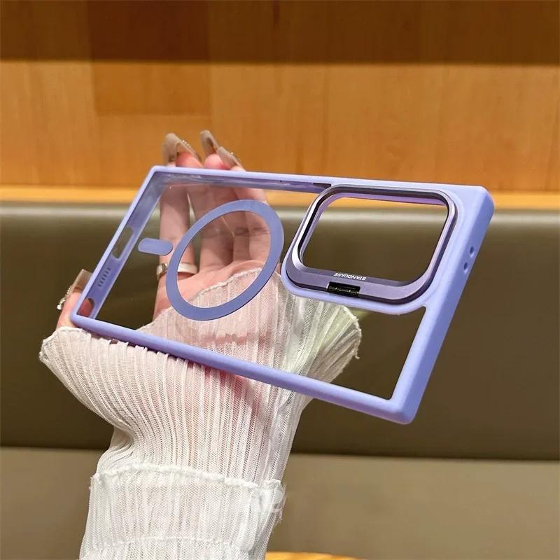 Magnetic Wirelesss Charge Case For Samsung Galaxy S24 S22 S23 Ultra S23 Plus For  Camera Protector Holder Clear Cover