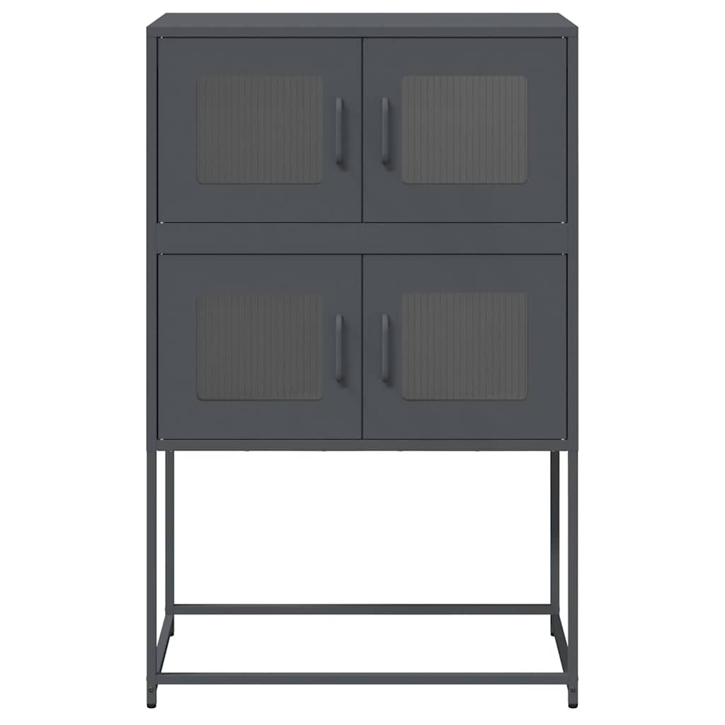 Komoda Wysoka Antracyt 68X39X107 Cm Stal