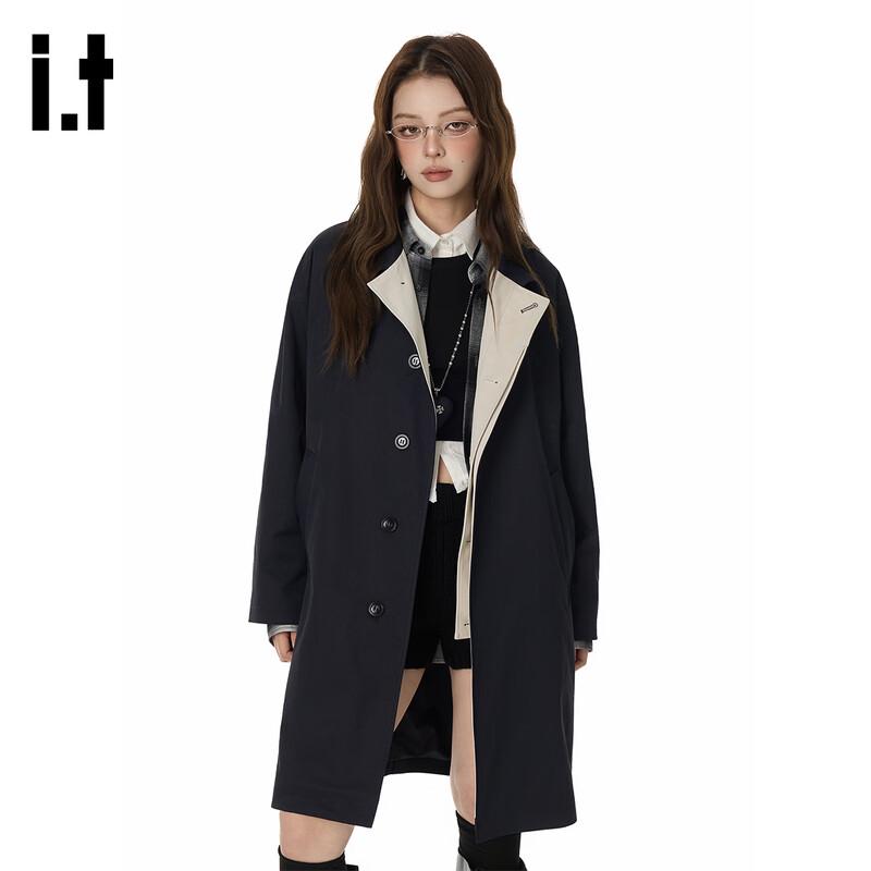 Унисекс двубортный тренч с контрастными деталями GROUND ZERO L