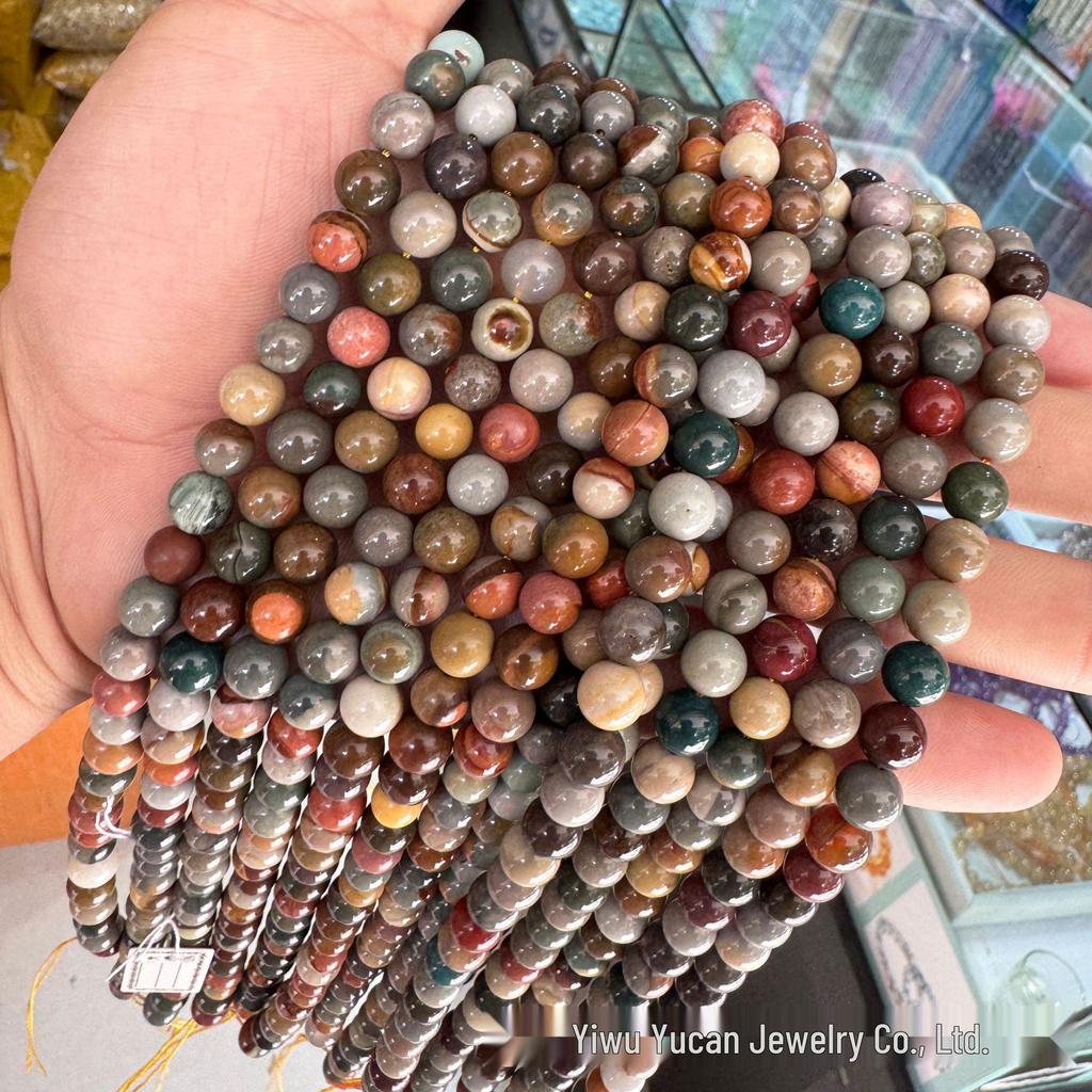 Alashan Natural Jade Multicolor Round Beads - DIY Crystal Jewelry Accessories