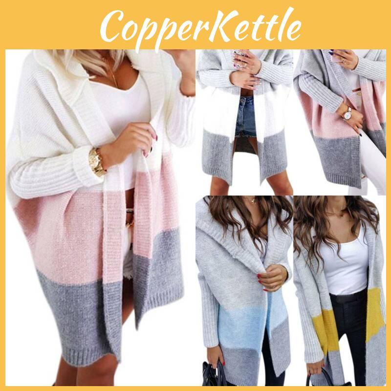 Ladies Long Hooded Cardigan Knitted Sweater Coat For Winter Casual Plus Size Style