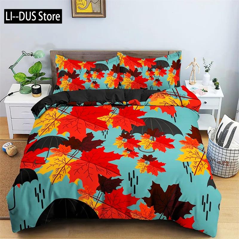 Comforter Canadian Maple Leaves Autumn Theme Bedding Set Microfiber Leaf Comforter Twin Full King For Kids Adult Bedroom