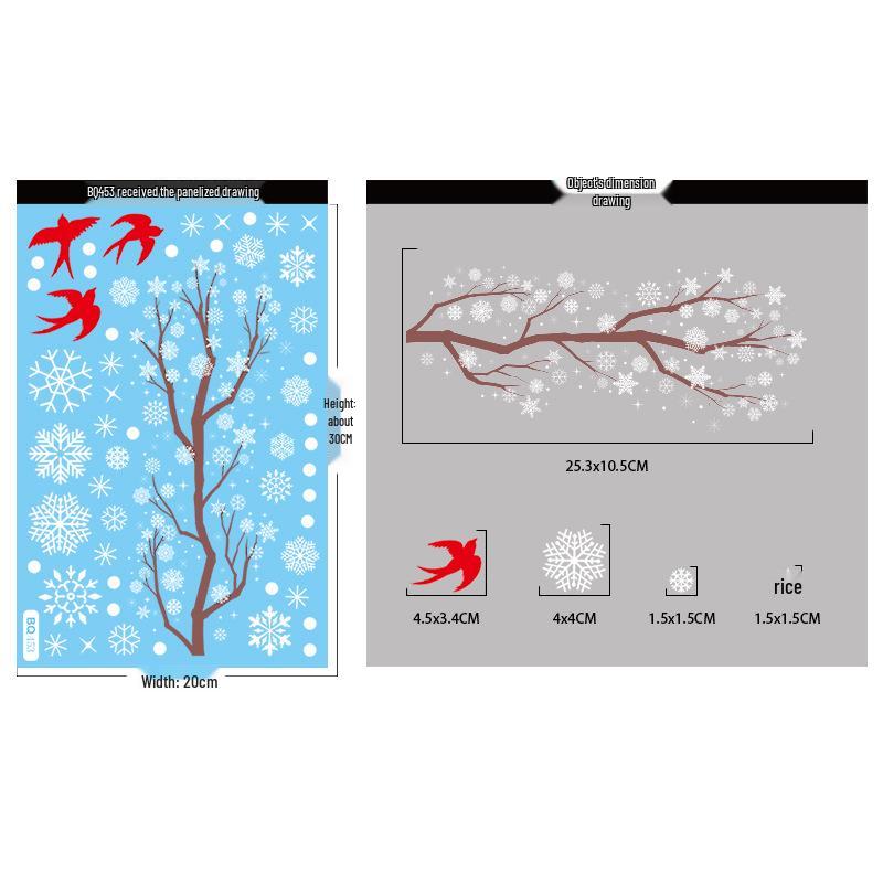 Snowflake Scene Christmas Window Stickers: Holiday Atmosphere Glass Decor
